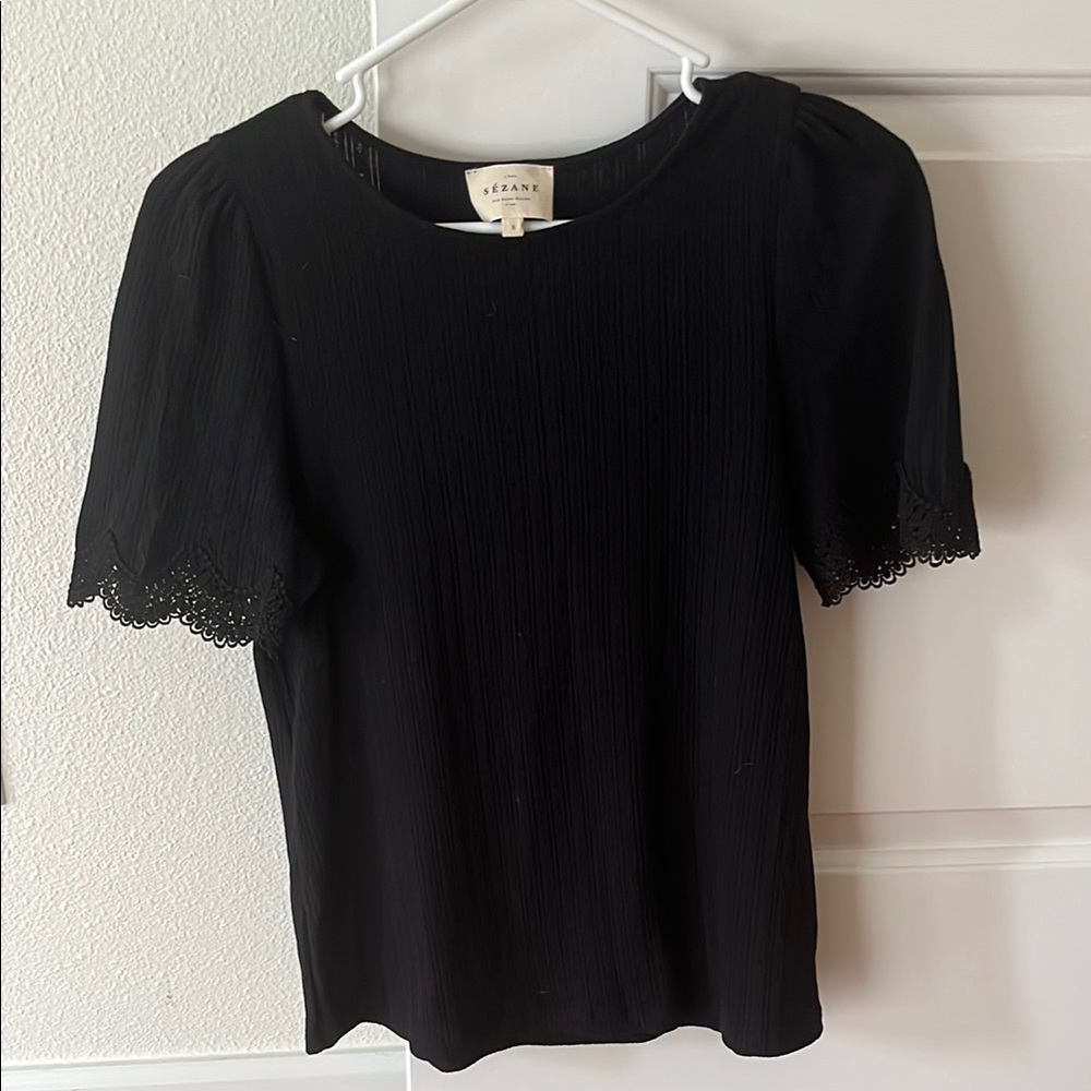 Sezane Black Blouse